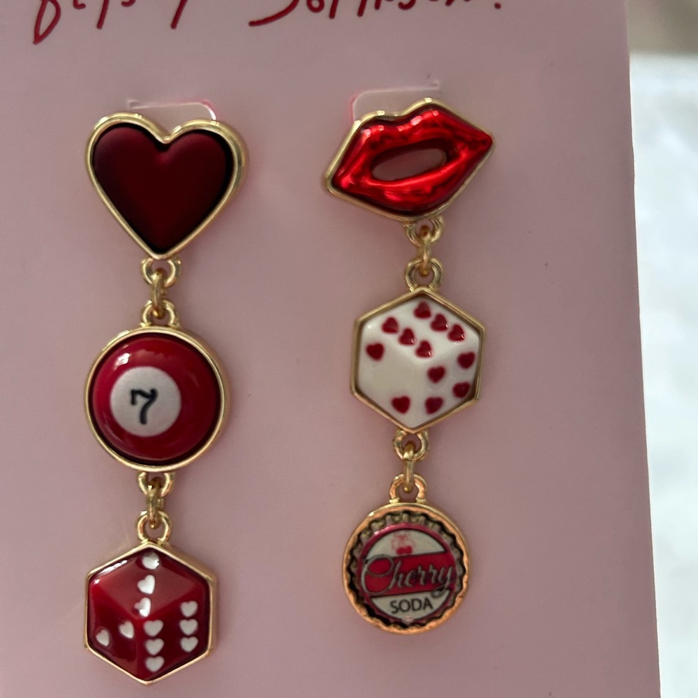 Betsey Johnson Mismatch Charm Earrings NWT - Picture 5 of 6
